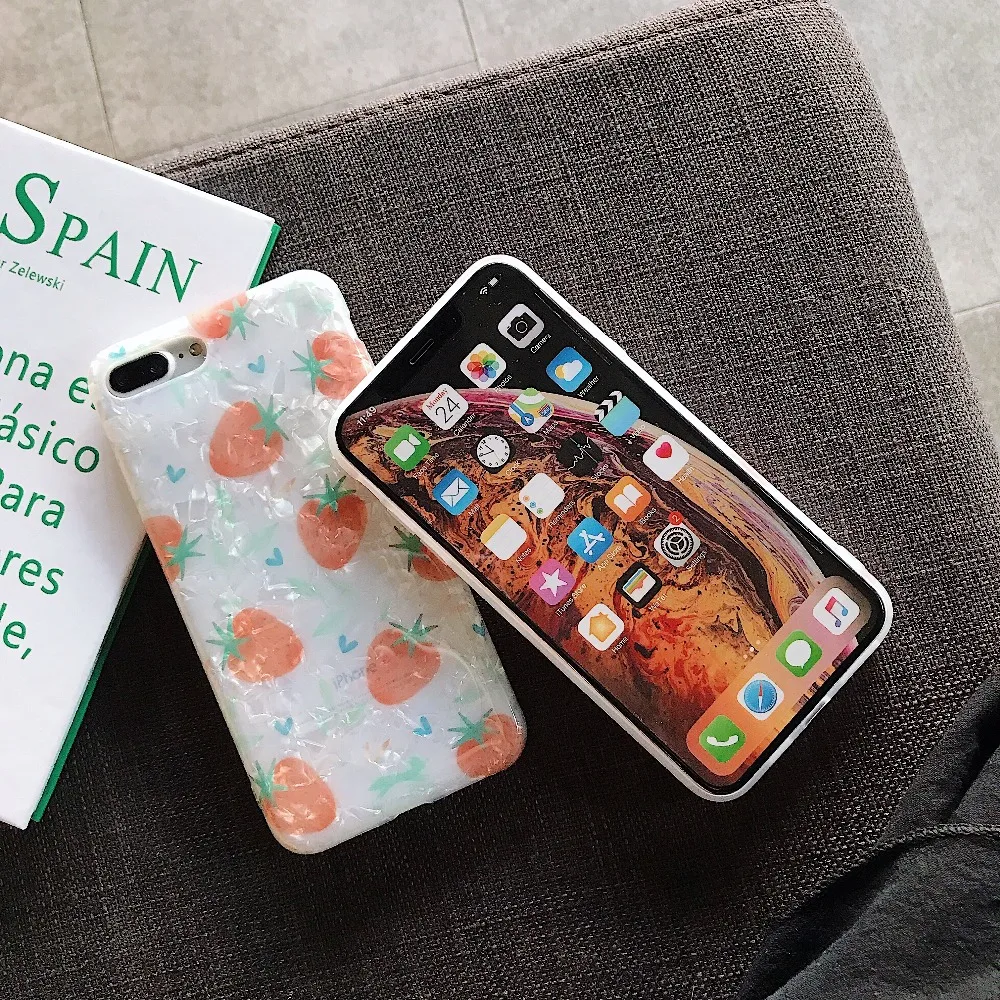 Ракушка чехол для телефона iPhone xs max Роскошные X Xr Bling простой чехлы телефонов с