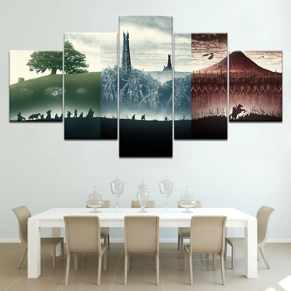 2019 Hot Lord Of The Rings Movies 5 Pieces Canvas Wallpapers Modern Modular Poster Art Paintings For Living Room Home Decor TYG | Дом и сад