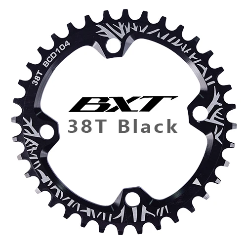 38T black BXT велосипедная кривошипа 104BCD круглая форма цепное кольцо велосипедная цепь 32 T/34 T/36 T/38 T MTB велосипедная Кривошип алюминиевая Одиночная пластина - Цвет: 38T black