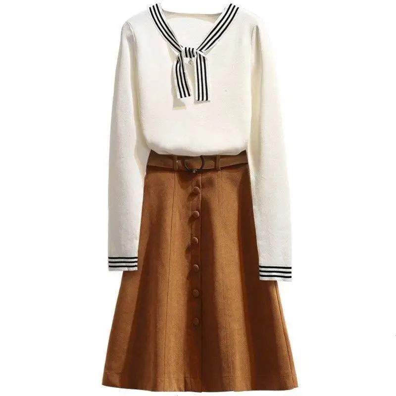 Корейская Женский комплект 2 шт. элегантная зимняя одежда предмета вязаный