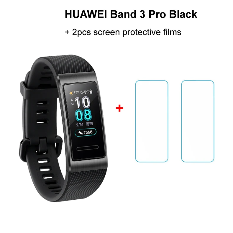 Pro Black n 2 films huawei Band 3 Pro Smartband gps металлическая рамка Amoled полноцветный дисплей сенсорный экран Датчик сердечного ритма датчик сна - Цвет: Pro Black n 2 films