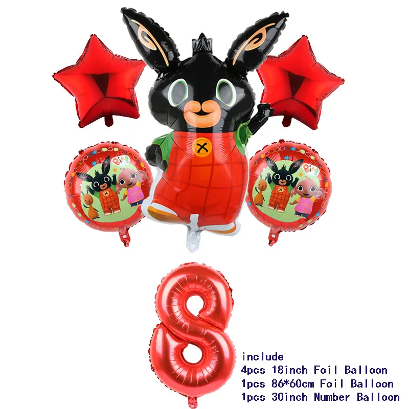 30inch Number 8 6 шт. 86*60 см Bing кролик фольги воздушный шар мультфильм кролик воздушные шары 30 дюймов номер ребенка 1 2 3 4 5 6 декор для вечеринки в честь Дня рождения поставки игрушки - Цвет: 30inch Number 8