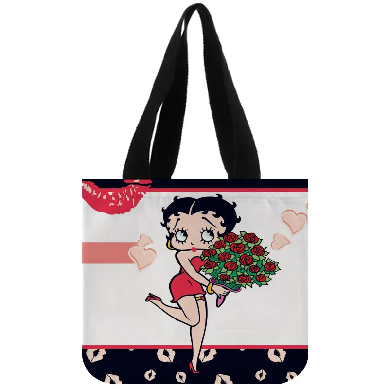 Сумка-тоут из хлопка и холста на заказ Betty Boop Shopping Складная многоразовая сумка с собственным логотипом оптом - Цвет: 11