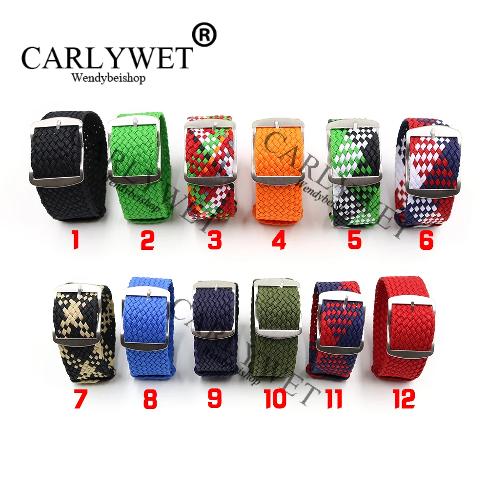 

CARLYWET 20 22 мм Новый стиль Perlon нейлоновые Сменные винтажные наручные часы ремешок с матовой пряжкой для часов с ремешком для часов
