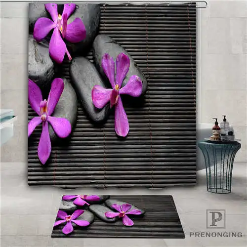 На заказ flower_black_backdrop водонепроницаемый занавеска для душа коврик дома ванной