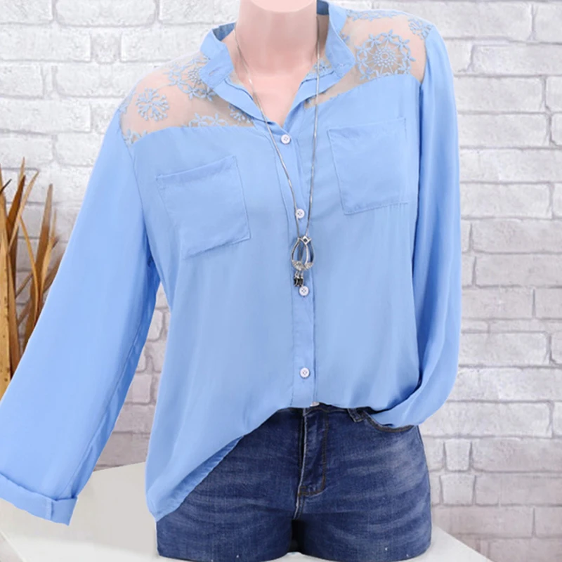 Женские топы и блузки больших размеров 2XL весенне-летние Однотонные с длинным