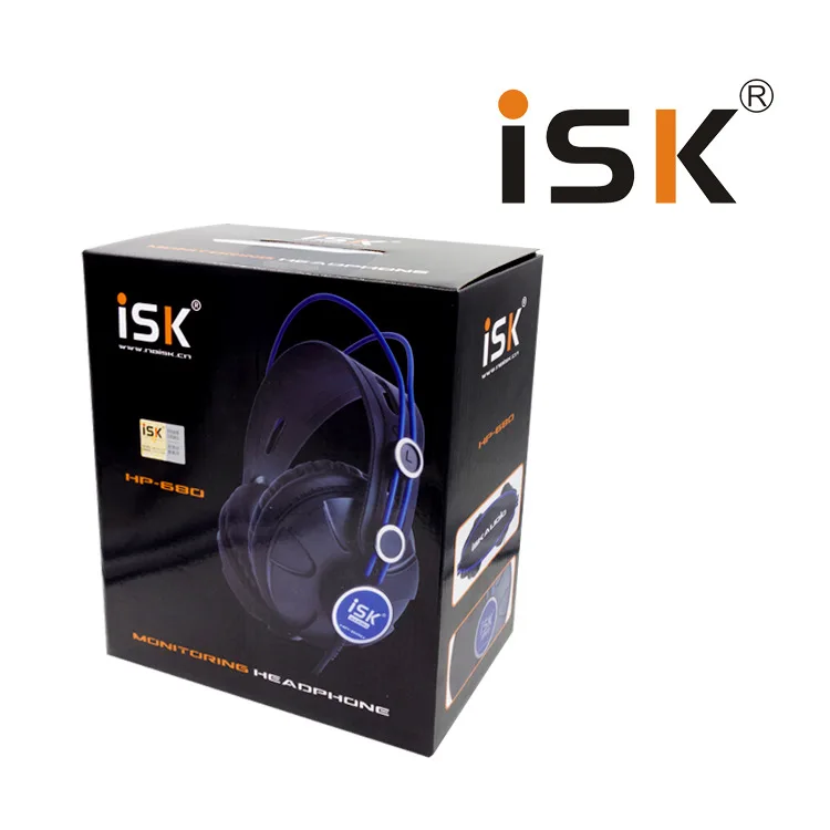 Pro Monitor Studio DJ Наушники ISK HP680 динамические 1200 МВт мощные Накладные наушники с шумоподавлением HiFi гарнитура Auriculars