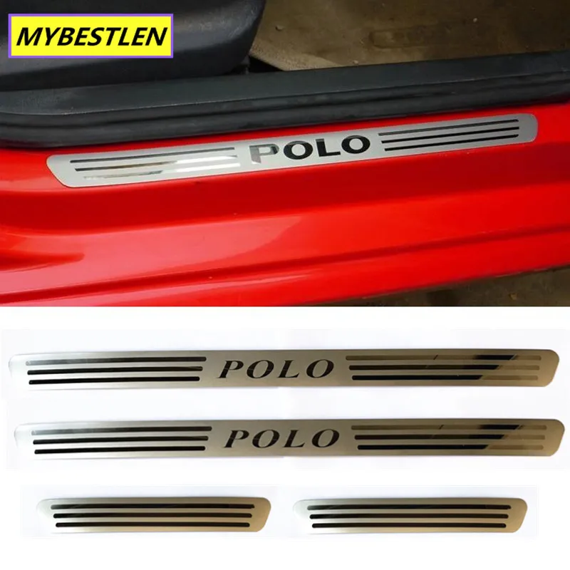 4 шт. для VW Volkswagen POLO 2011 2012 2013 2014 polo накладки на пороги двери из нержавеющей стали