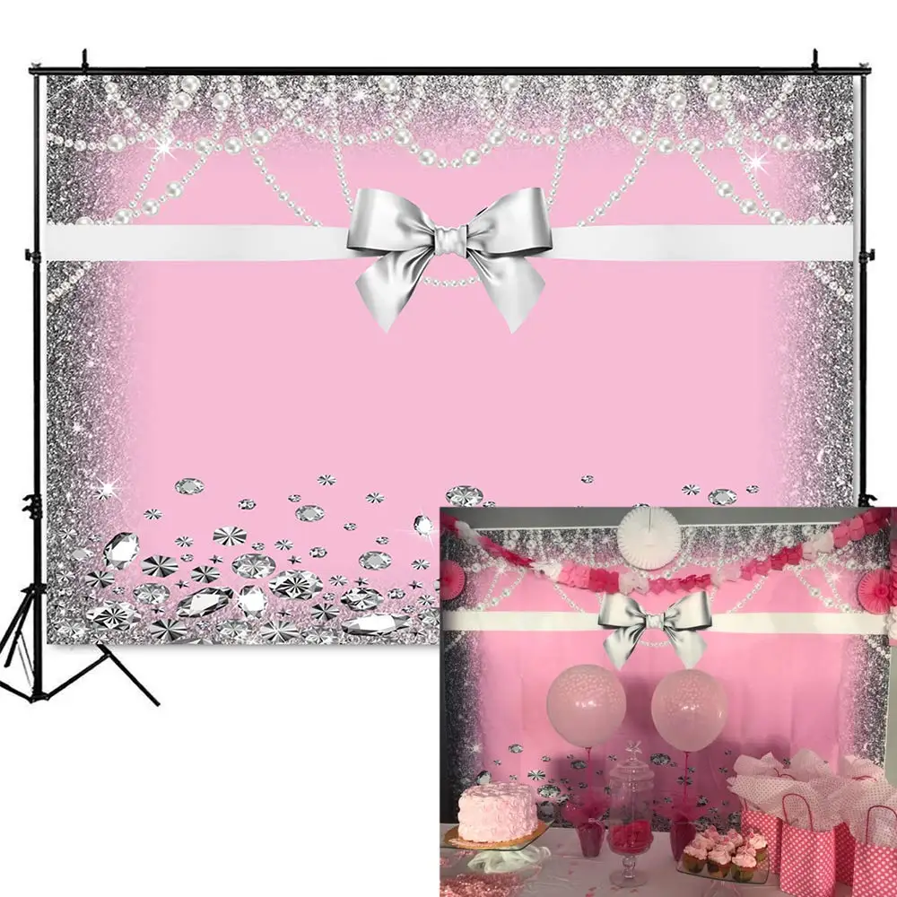 Фон для фотосъемки с бантиком завтрака милый фон 16 свадебными мотивами розовый