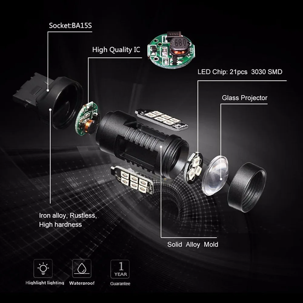 1 шт. авто светодиодный T20 W21/5 Вт тормозной Свет лампы стоп лампа 7443 7440 AC/DC 12 V 21 SMD 150