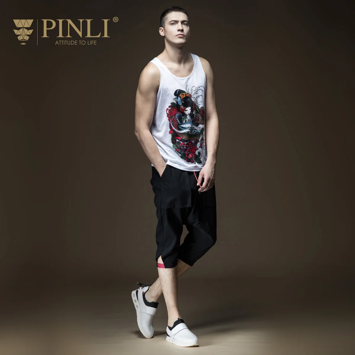 Мужской жилет с принтом Regatas летняя одежда для фитнеса Pinli 2019|printed vest|men underwear vestprinted