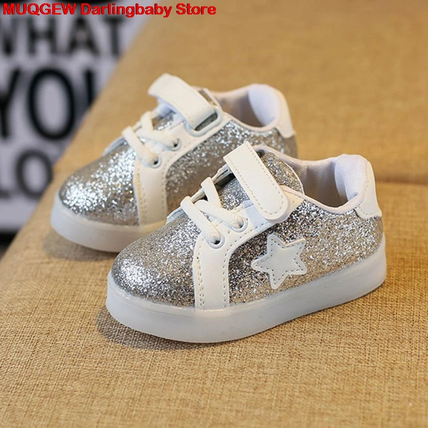 New Baby Fashion Lovely Star Sneaker LED Luminous Children Casual Colorful Light Tenis Infantil Girls Shoes Kids For Girl | Детская
