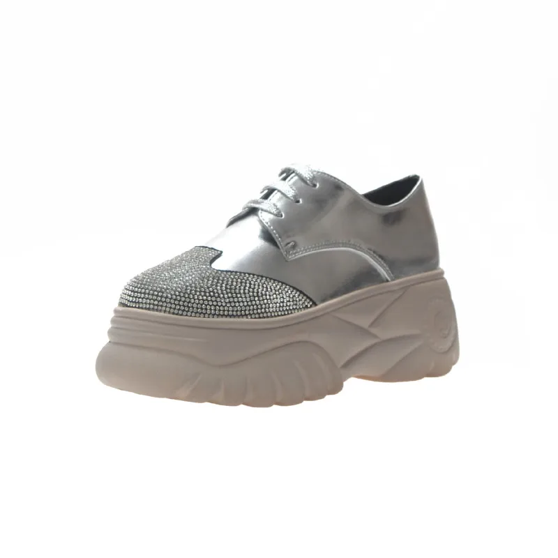 Fujin/Новинка блестящая женская повседневная обувь с блестками на платформе модные