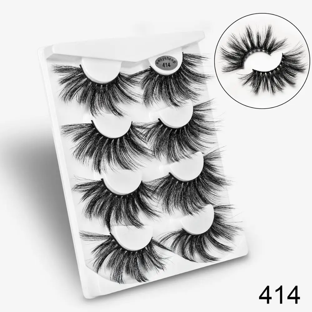 414 SEXYSHEEP 4 пары 25 мм Накладные ресницы Поддельные ресницы длинные Макияж 3d искусственной норки ресницы наращивания ресниц норки ресницы для красоты - Цвет: 414