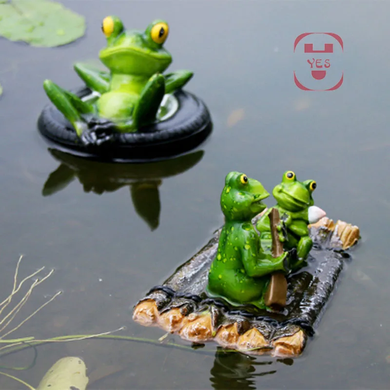 Смола плавающий бамбуковый плот лягушка статуя утка скульптура открытый сад пруд декоративный домашний Аквариум Садовый Декор стол орнамент