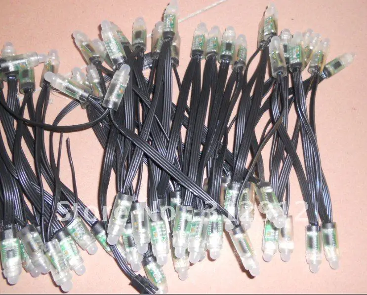 WS2801 12 мм диффузные цифровые RGB LED пикселей черный кабель 50 шт. в нитке 5 пост. Тока