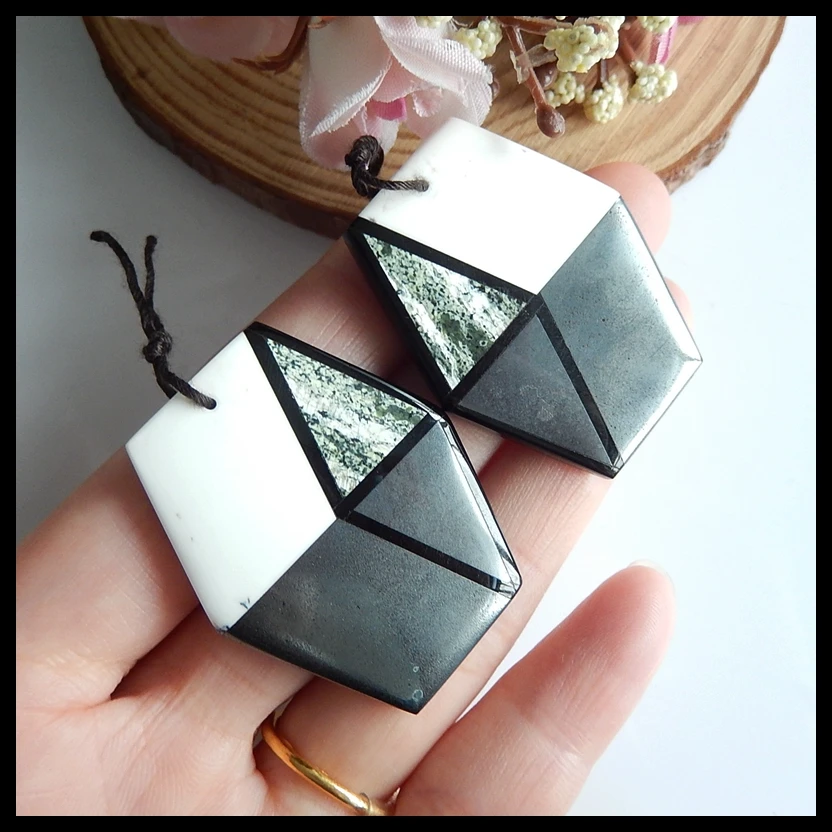 Натуральные серьги Howlite обсидиан гематит зеленая яшма забра интарсия бисер