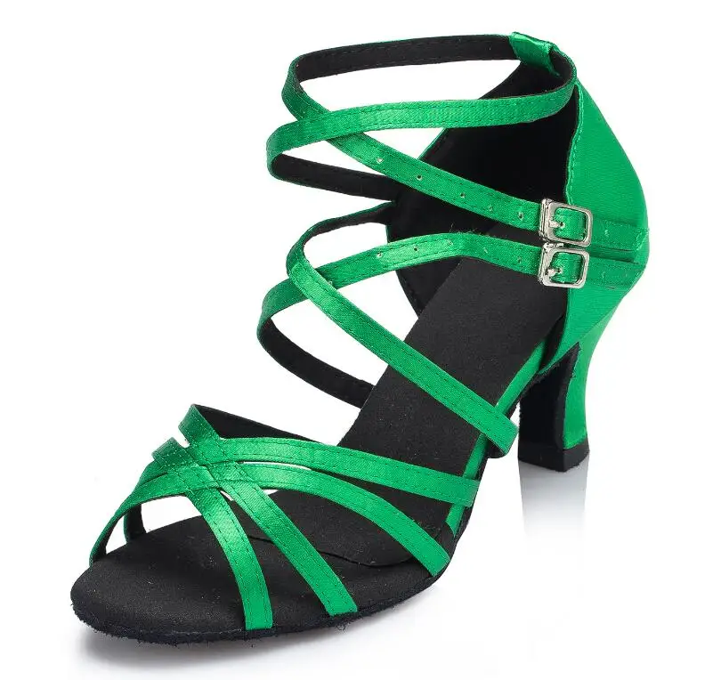 green heel 7.5cm IDancing бальных танцев обувь женские Вечерние обувь танцевальная обувь Салас осенние и зимние обувь Мягкая и Лучшая цена - Цвет: green heel 7.5cm