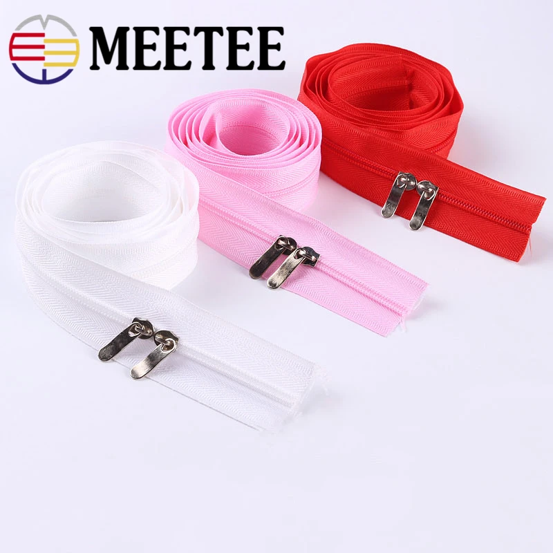10 шт. Meetee 3 # молния двойной бегунок для нейлоновой застежки 1/1. 5 метров DIY шитьё