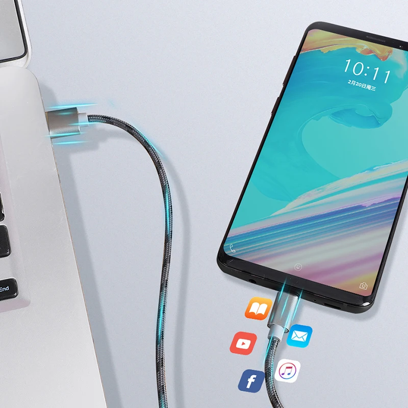 Кабель зарядный TOPK USB Type C для Samsung S9 S8 провод быстрой зарядки мобильного телефона