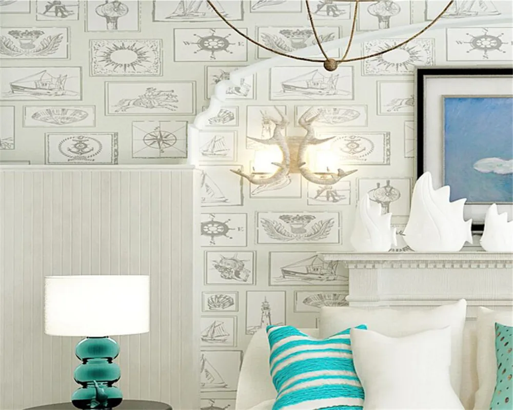 

Beibehang Mediterranean cute cartoon children room sailing 3D wallpaper living room dining room bedroom TV background wallpaper