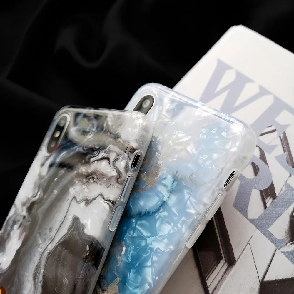 Glitter Phone Case For iPhone 6s Marble Shell Cases 7 Cover Silicone 8 Plus Xs max Xr Glossy Fundas Coque |