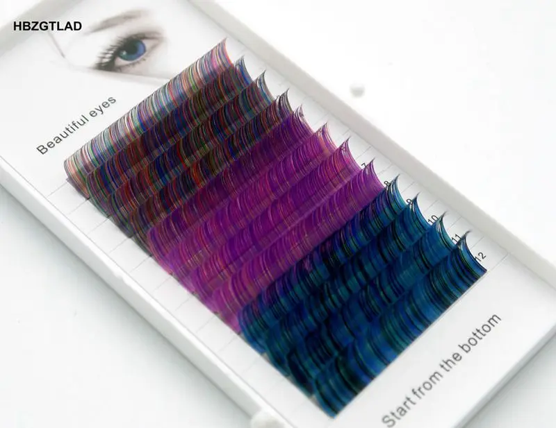 

HBZGTLAD C/D curl 0.07/0.1mm 8-15mm false lashes Rainbow color eyelash individual colored lashes Faux eyelash extensions