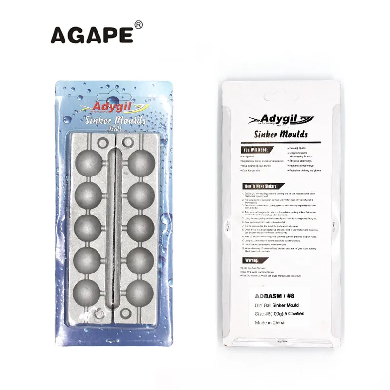 Agape DIY рыболовные шарики грузила форма ADBASM/#8 шариковый 100 г 5 полостей|Рыболовные