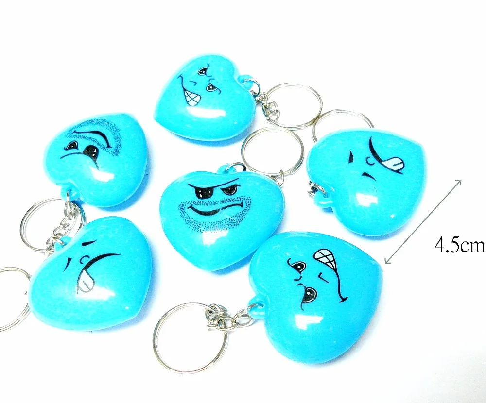 

6X Key Chain Ring Big Blue Heart Pendant Vintage Charm Fashion Favour Pinata School Bag Party Favors Gift Novelty Birthday Prize