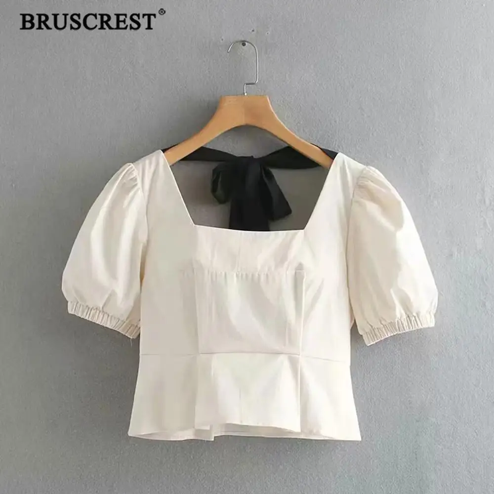 2019 Лето в стиле Boho блузки женские элегантные шикарные топы со шнуровкой и бантом