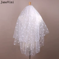janevini ivory short wedding veils with comb elbow length veil star pattern romantic tulle two layer bridal veil bruids haardeco