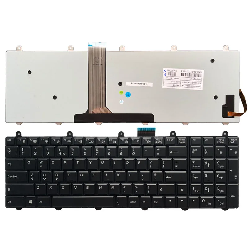 Английская клавиатура для ноутбука с подсветкой Clevo P157SM P177SM P375 P751ZM черный V132150BK1 |