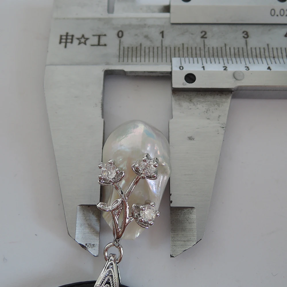 Ожерелье с подвеской из 100% натурального пресноводного жемчуга натуральная кожа