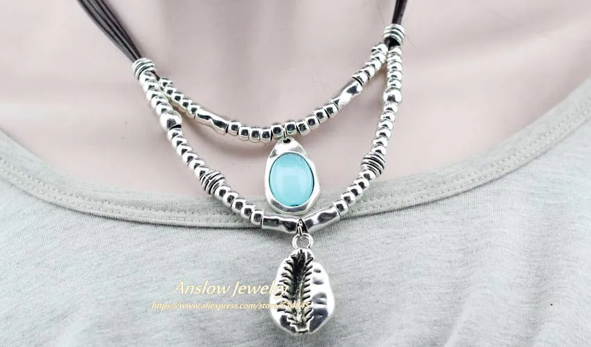 Anslow, новинка, дизайн, модное ювелирное изделие, в виде ракушки, конфета, большое массивное ожерелье для женщин, элегантное, Дамское, очаровательный подарок, LOW0077AN