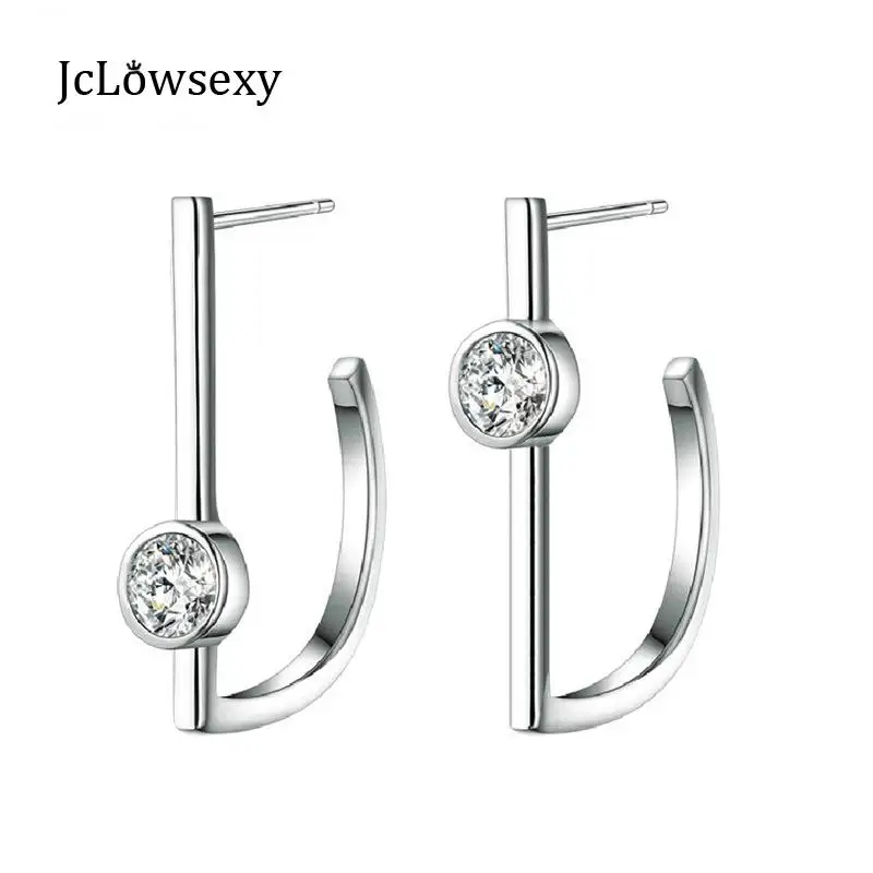 Новые подлинные серебро 925 Серьги Серебряная роза Luxious кристалл нерегулярные CZ