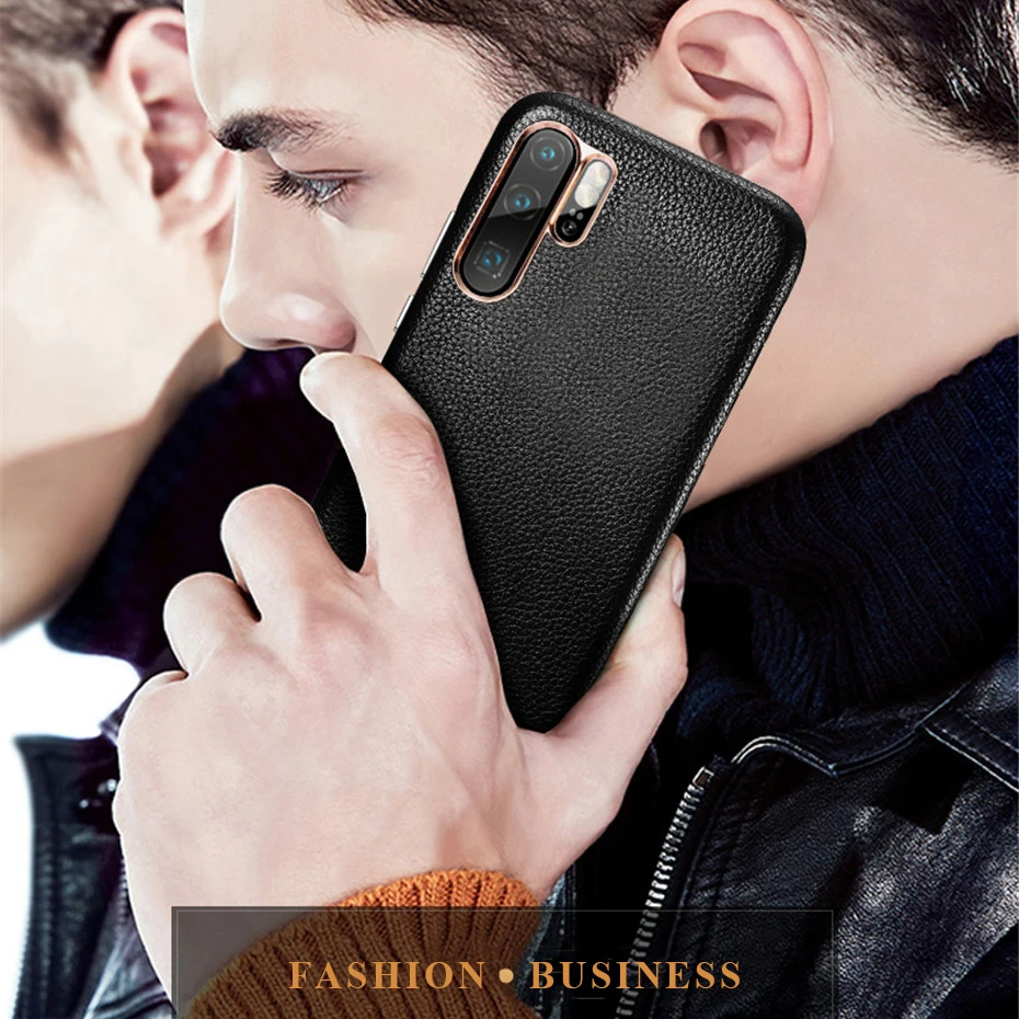 Задняя крышка XOOMZ из натуральной кожи для Huawei P30 Pro воловьей с узором Личи чехол |