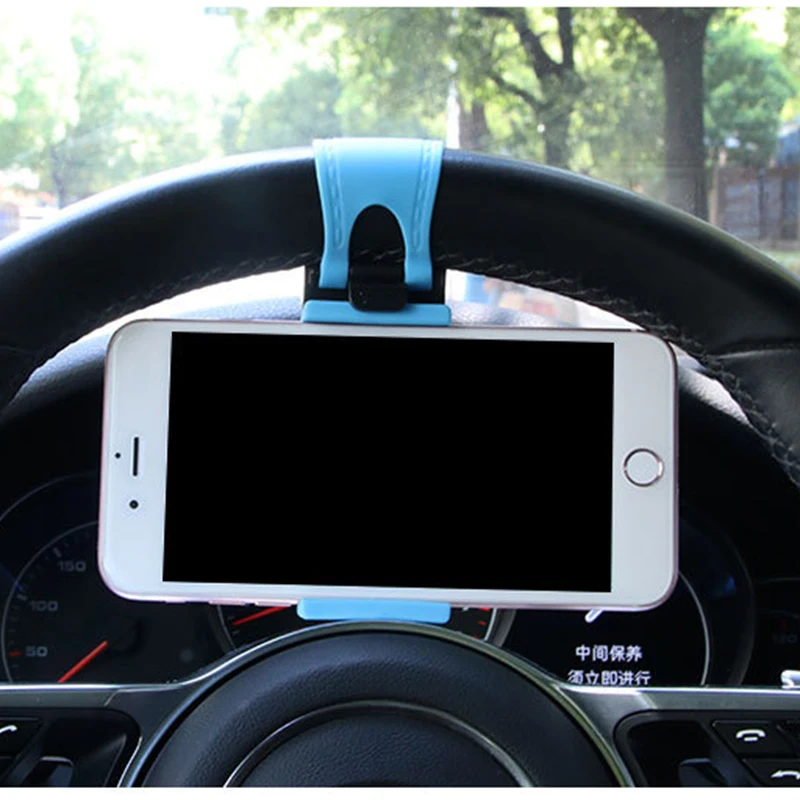 Universal Car phone Holder Steering Wheel Bike Clip Mount Rubber Band Holder For iPhone and Andriod Phone Bracket