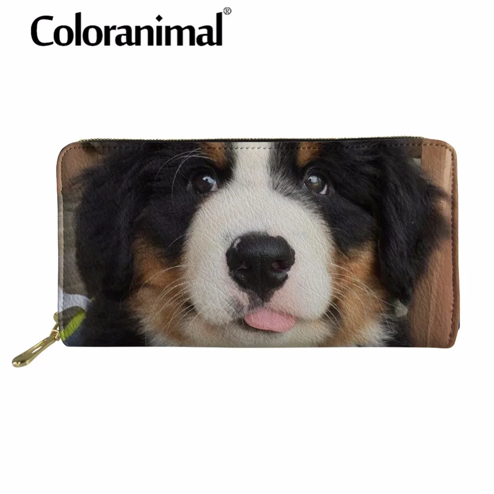 Coloranimal 3D азавак Собака печати кожаные Длинный кошелек держатель для карт с