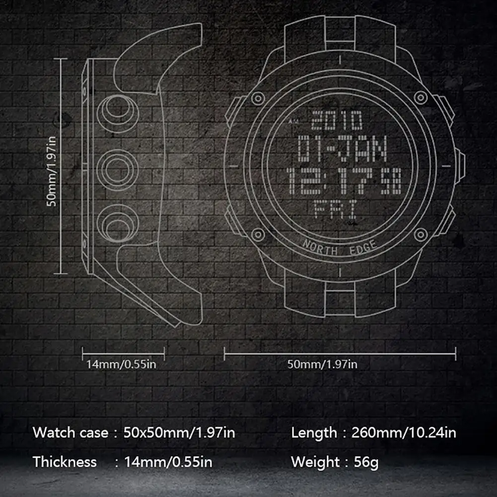 North Edge спортивные умные цифровые часы электронные будильник Профессиональный