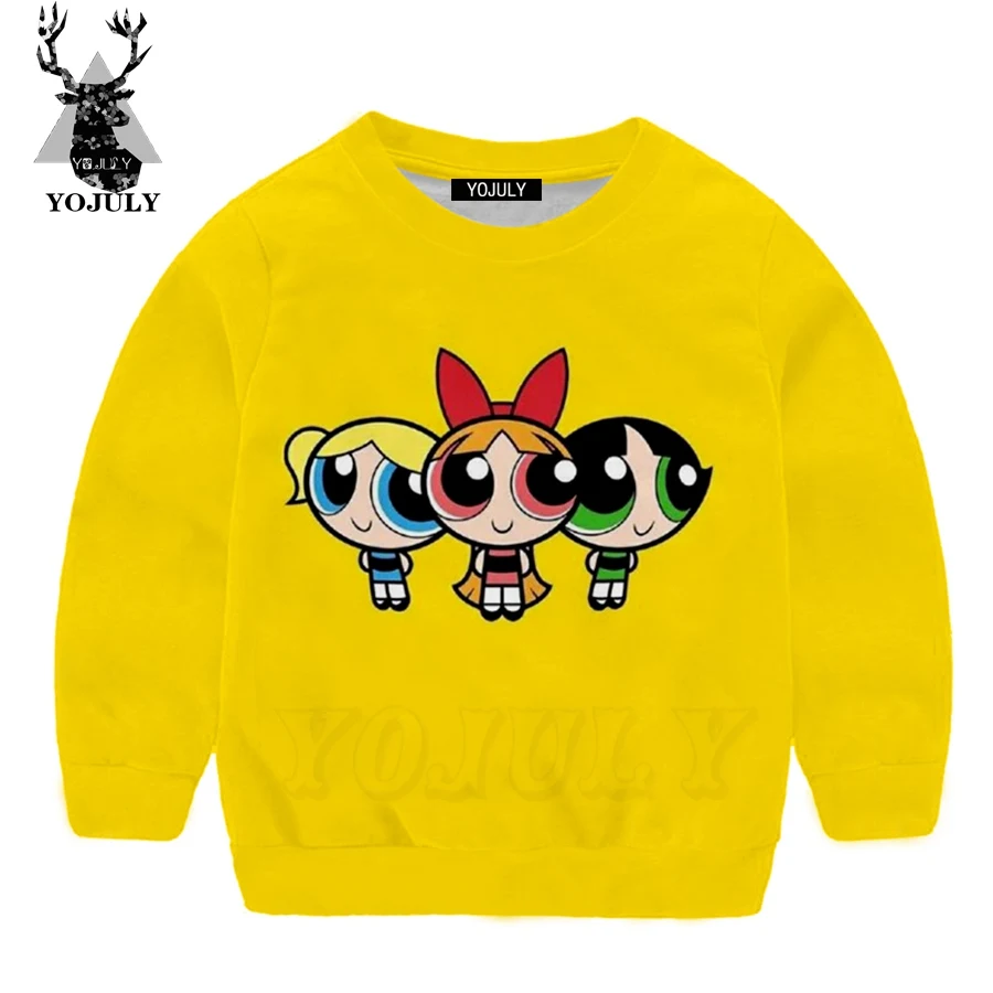 6 YOJULY/ г. Толстовка для маленьких девочек с объемным принтом Kawaii Powerpuff повседневная детская одежда для мальчиков топ с длинными рукавами с героями мультфильмов SW08 - Цвет: 6