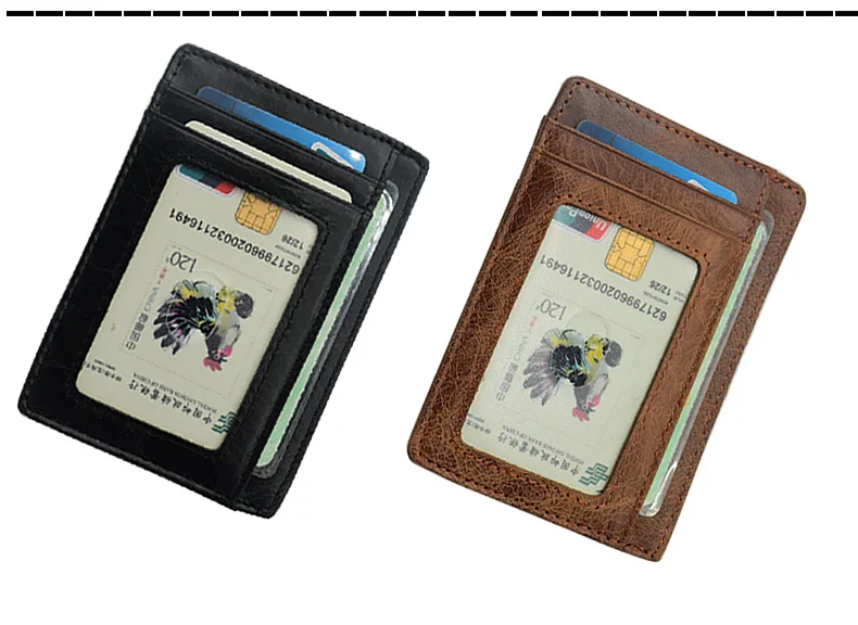 Мини яловая сумка для карт анти-магнитный RFID кожаный держатель для карт тонкий кошелек мужской кошелек для монет женский документ