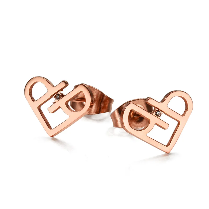 YUN RUO модный бренд розовое золото цвет элегантный микро Цирконий CZ сердце серьги