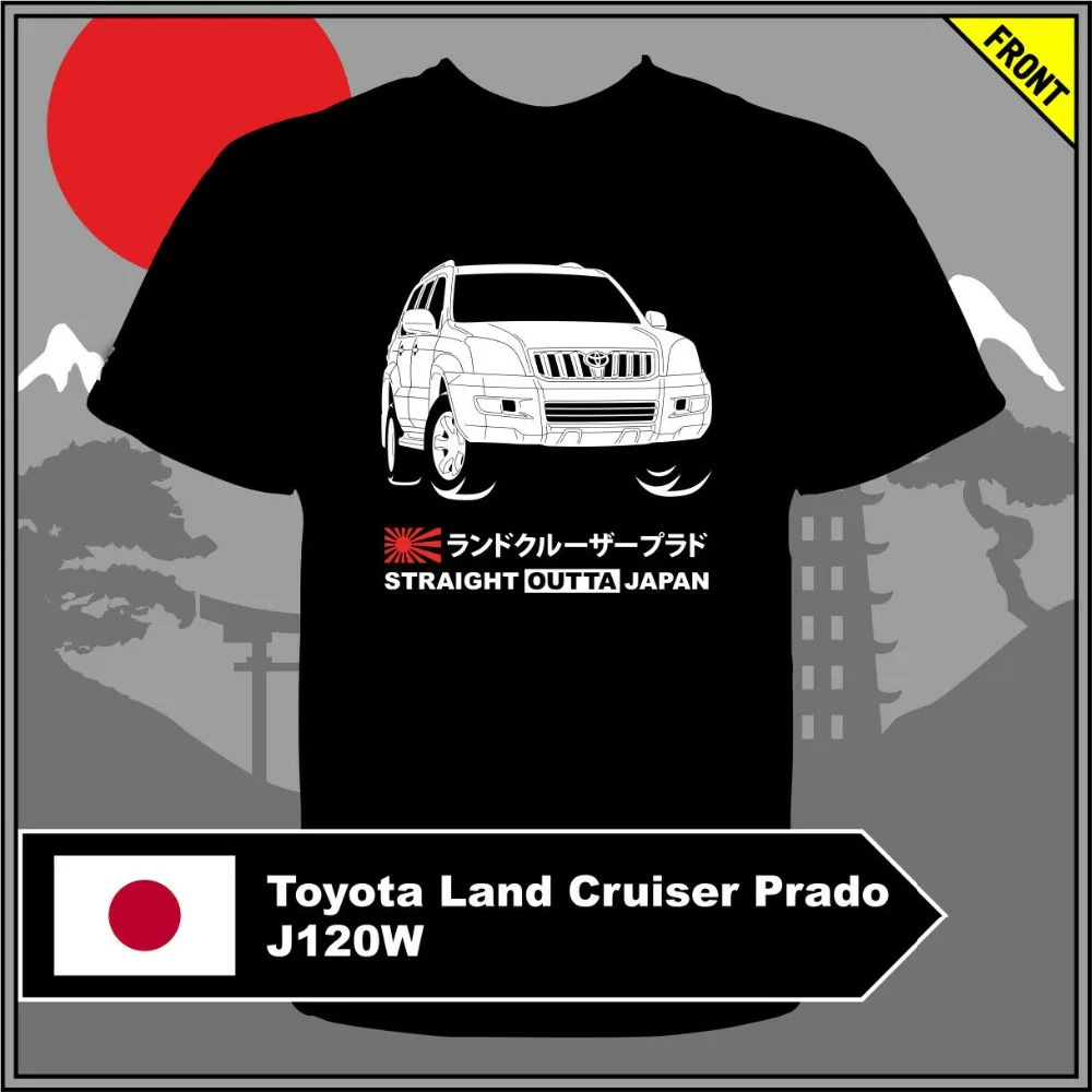 Мужская футболка с японским автомобилем Toyo Land Cruiser Prado J120W Off Road 4*4 брендовая