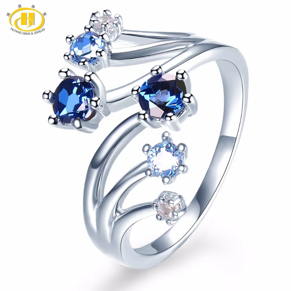 

Women's Ring Natural Gemstone Blue London Topaz Solid 925 Sterling Silver Rings Fine Jewelry for Women's Presents Gift