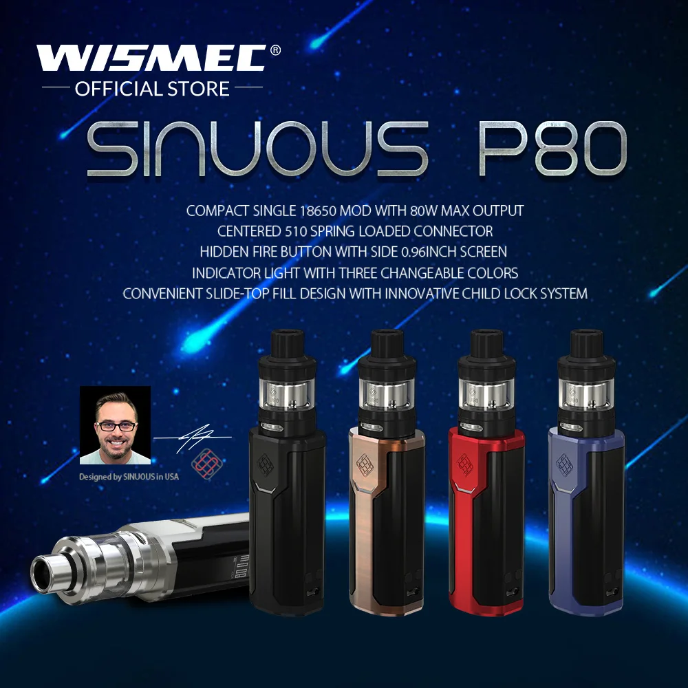 Оригинальный комплект Wismec P80 с мини баком Elabo 2 мл 80 Вт макс. выход в боксе