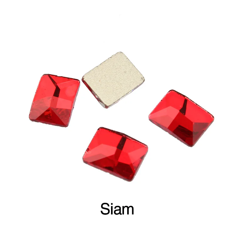 Siam 30 шт цветные прямоугольные Стразы для ногтей с плоской обратной стороной, украшения для ногтей, Хрустальные стеклянные камни, маникюрные 3D блестящие стразы, драгоценные камни - Цвет: Siam