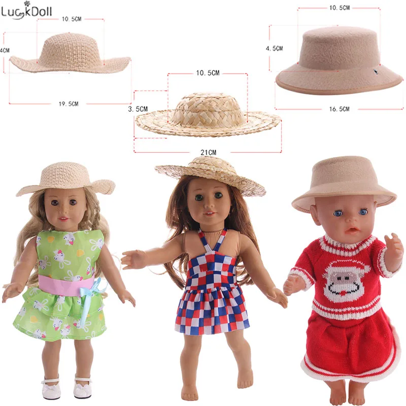 

3 Styles Cute Woven Hat Fit 18 Inch American&43 CM Baby Doll Clothes Accessories,Girl's Toys,Generation,Birthday Gift