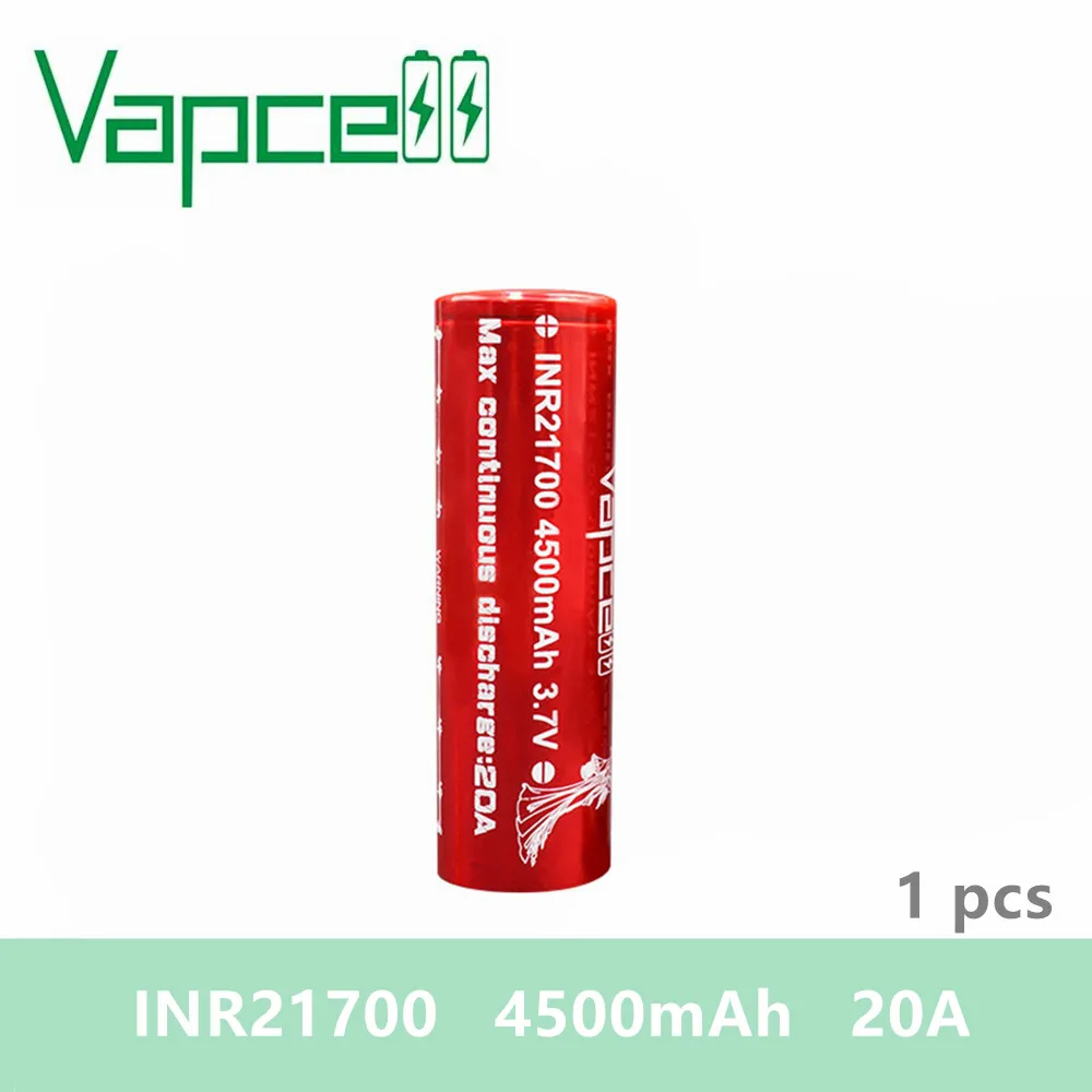 Бесплатная доставка 1 шт. Vapcell 21700 батарея 4500 мАч 20A литий-ионная аккумуляторная с