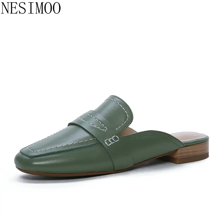 NESIMOO/2019 г. Новые весенние модные Женские однотонные туфли из натуральной кожи на