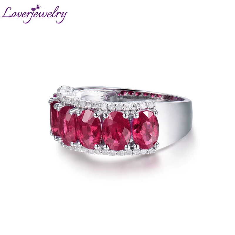 Женское кольцо с рубином белое золото 14 к натуральным бриллиантом - купить по